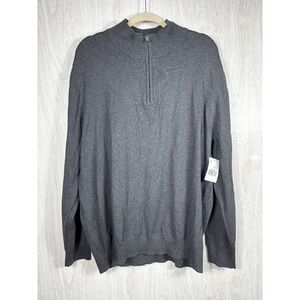 Hawker Rye Half Zip Sweater XXL Gray Cotton Cashmere NWT Classic Chic